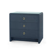 Villa & House Bryant Linen 3-Drawer Side Table with Glass Top