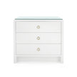 Villa & House Bryant Linen 3-Drawer Side Table with Glass Top
