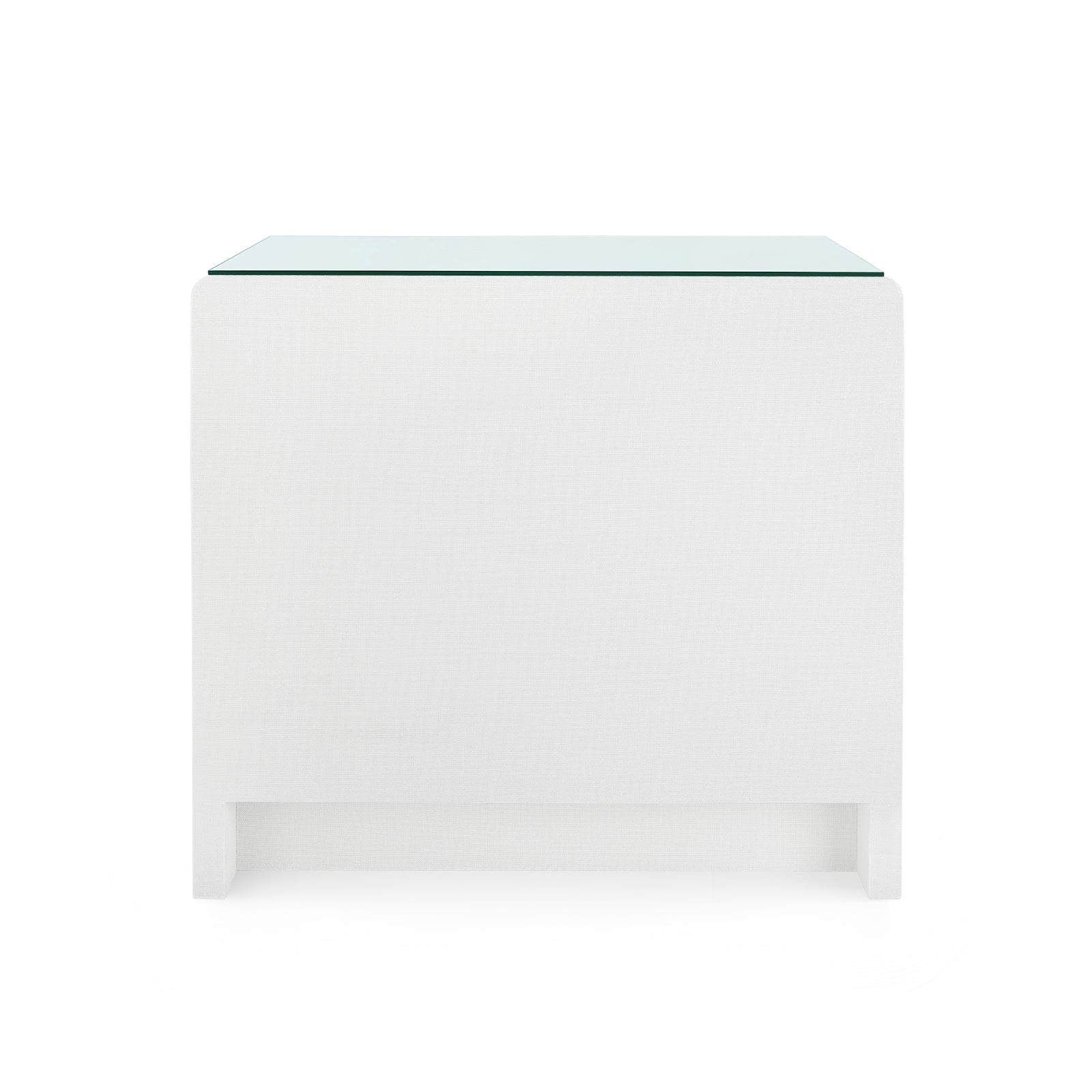 Villa & House Bryant Linen 3-Drawer Side Table with Glass Top