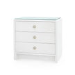 Villa & House Bryant Linen 3-Drawer Side Table with Glass Top