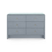 Villa & House Bryant Linen Extra Large 6-Drawer with Glass Top