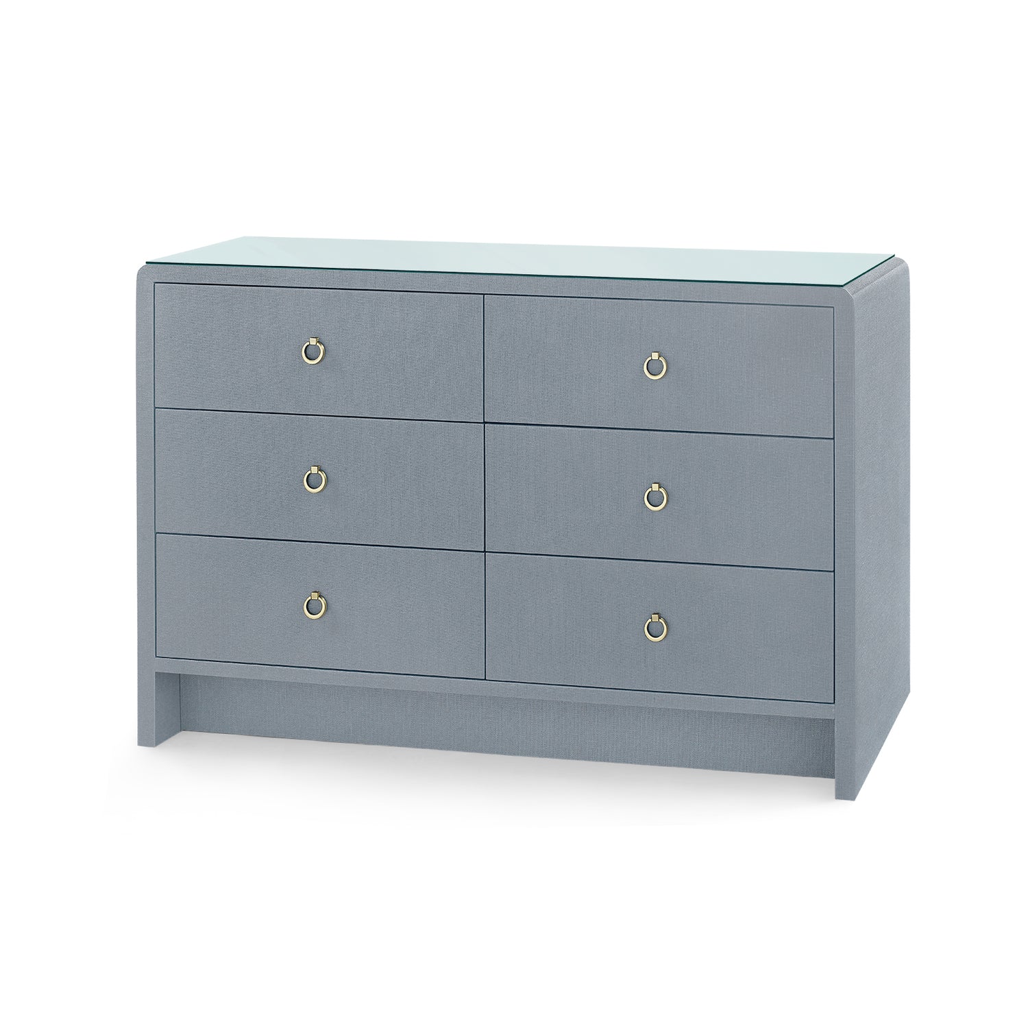 Villa & House Bryant Linen Extra Large 6-Drawer with Glass Top