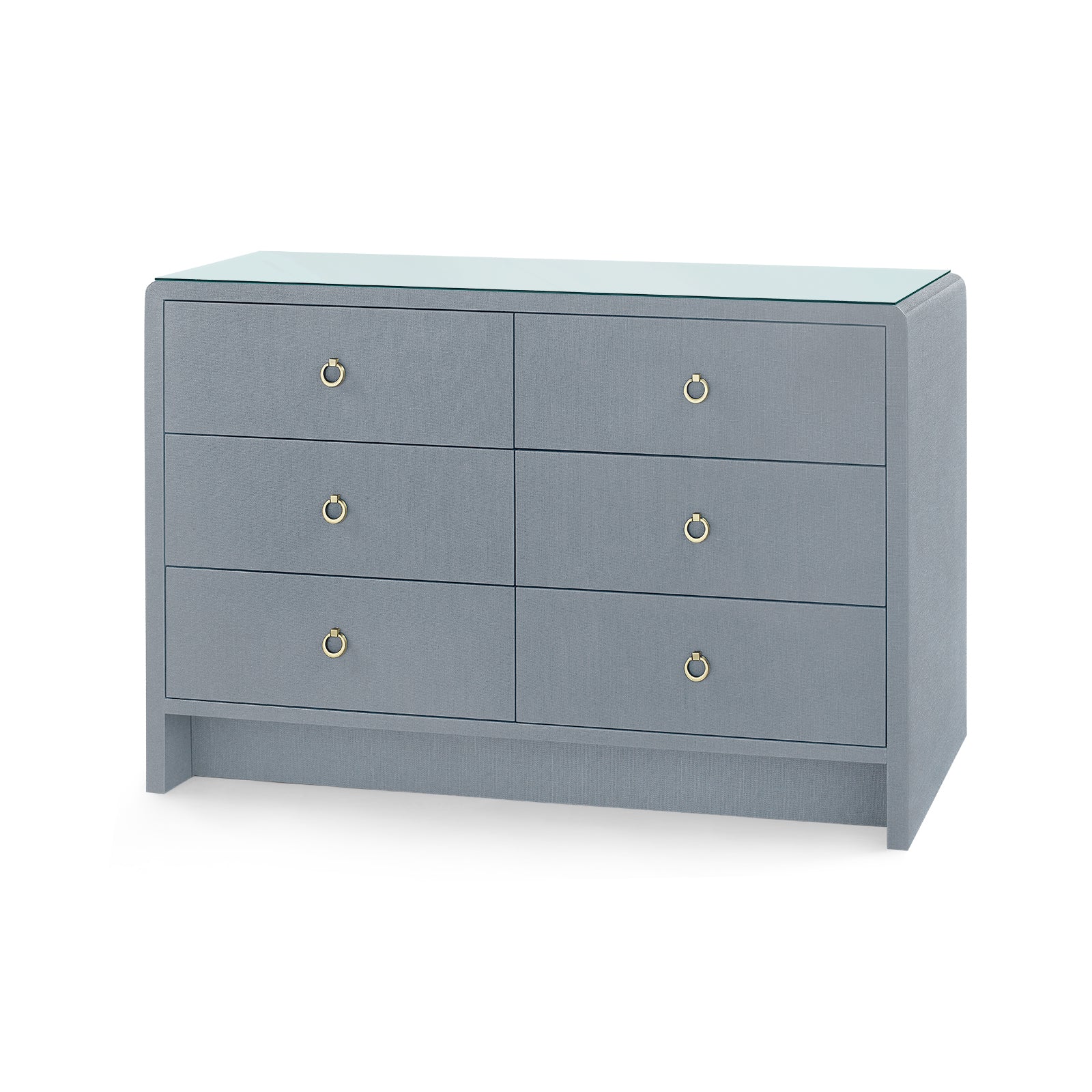 Villa & House Bryant Linen Extra Large 6-Drawer with Glass Top