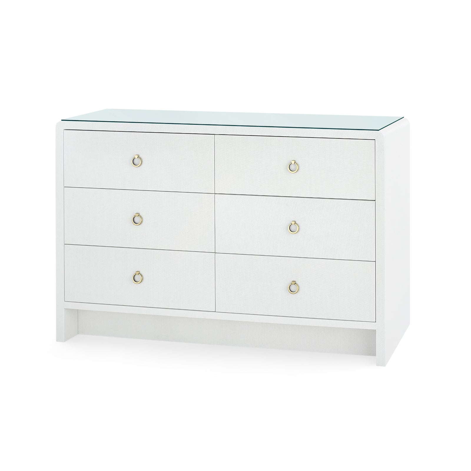 Villa & House Bryant Linen Extra Large 6-Drawer with Glass Top