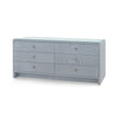Villa & House Bryant Linen Extra Wide Large 6-Drawer with Glass Top