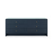Villa & House Bryant Linen Extra Wide Large 6-Drawer with Glass Top