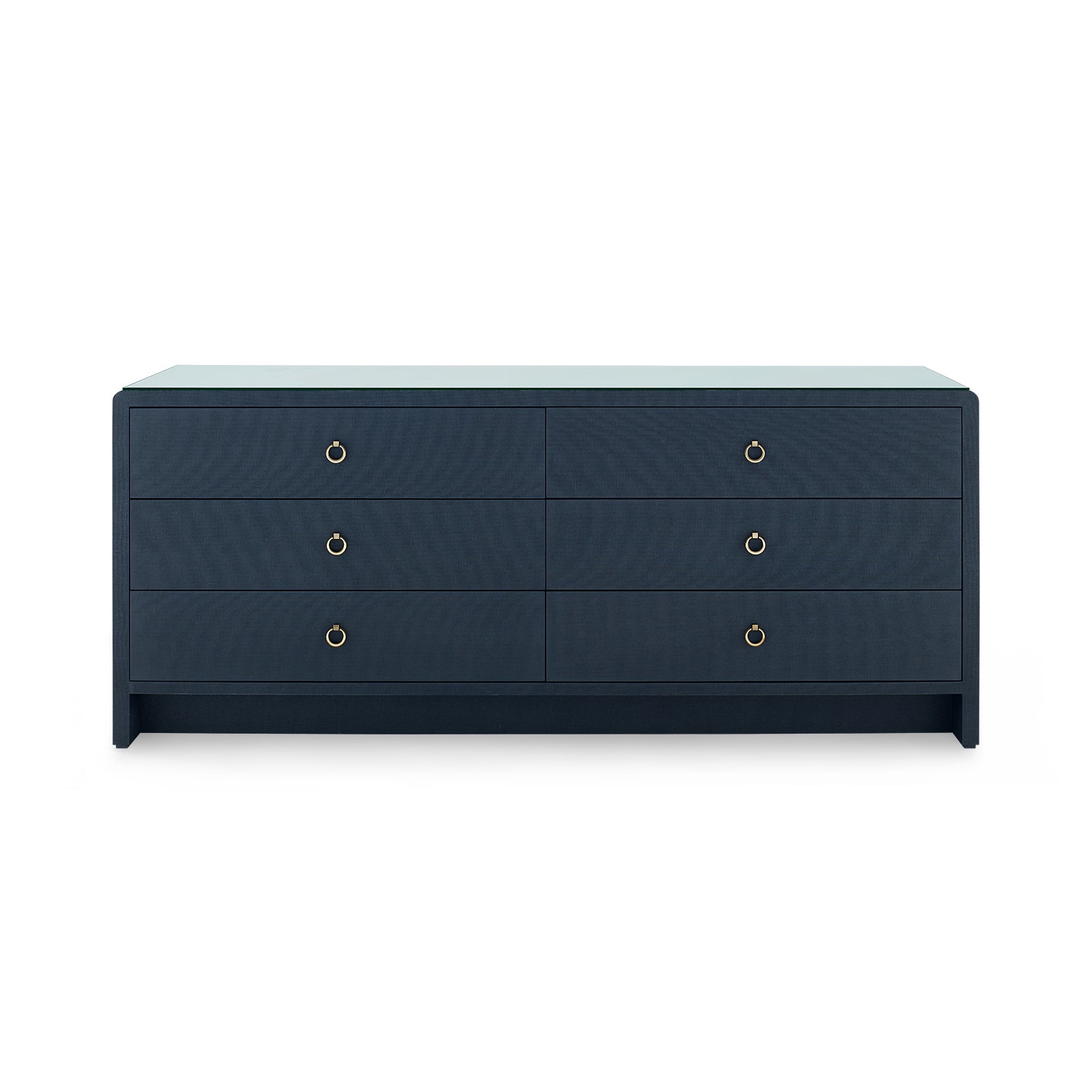 Villa & House Bryant Linen Extra Wide Large 6-Drawer with Glass Top