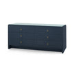 Villa & House Bryant Linen Extra Wide Large 6-Drawer with Glass Top