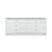 Villa & House Bryant Linen Extra Wide Large 6-Drawer with Glass Top