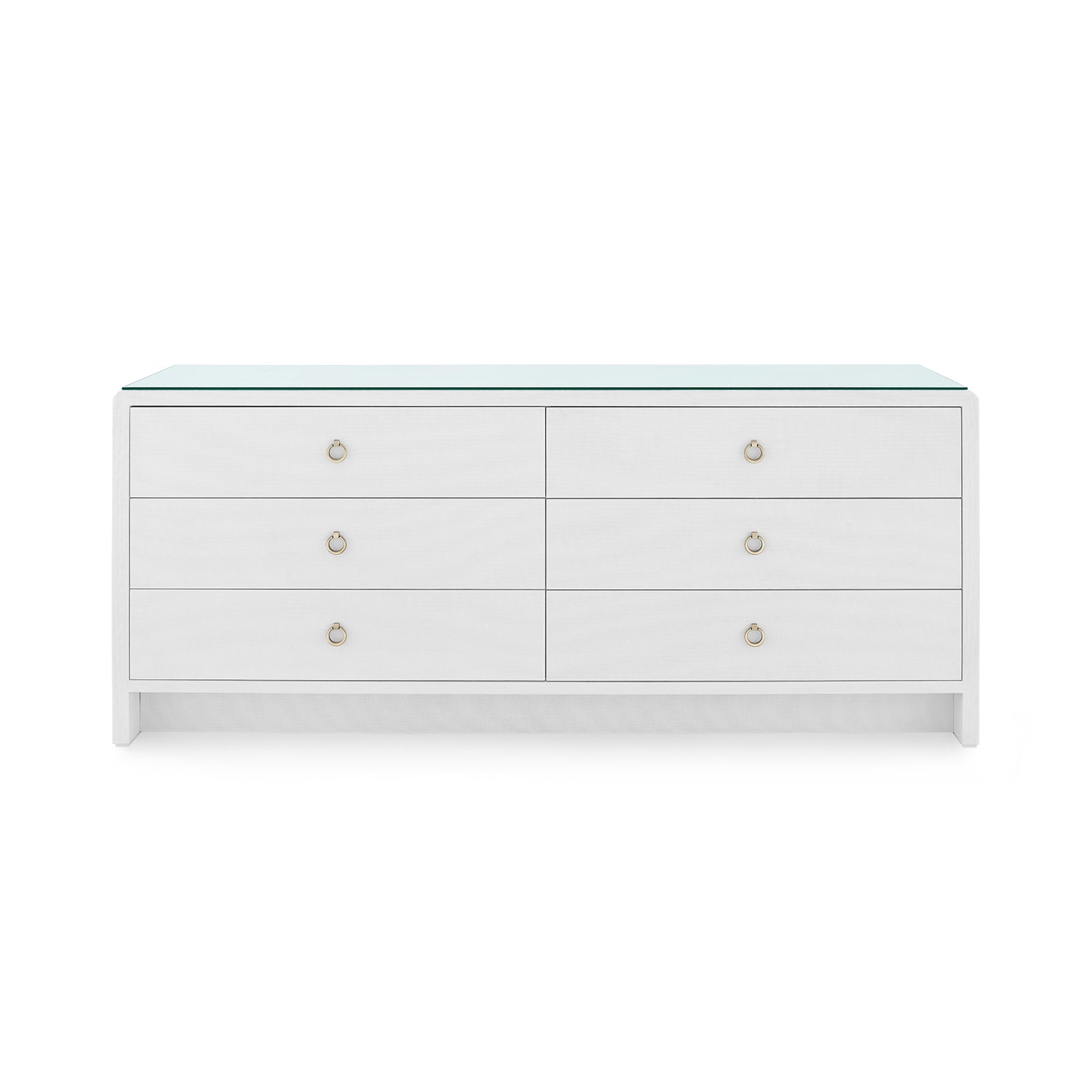 Villa & House Bryant Linen Extra Wide Large 6-Drawer with Glass Top