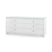Villa & House Bryant Linen Extra Wide Large 6-Drawer with Glass Top