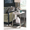 Magnussen Home Paradox Pearl White And Roasted Almond And Brushed Platinum Rectangular Accent Table