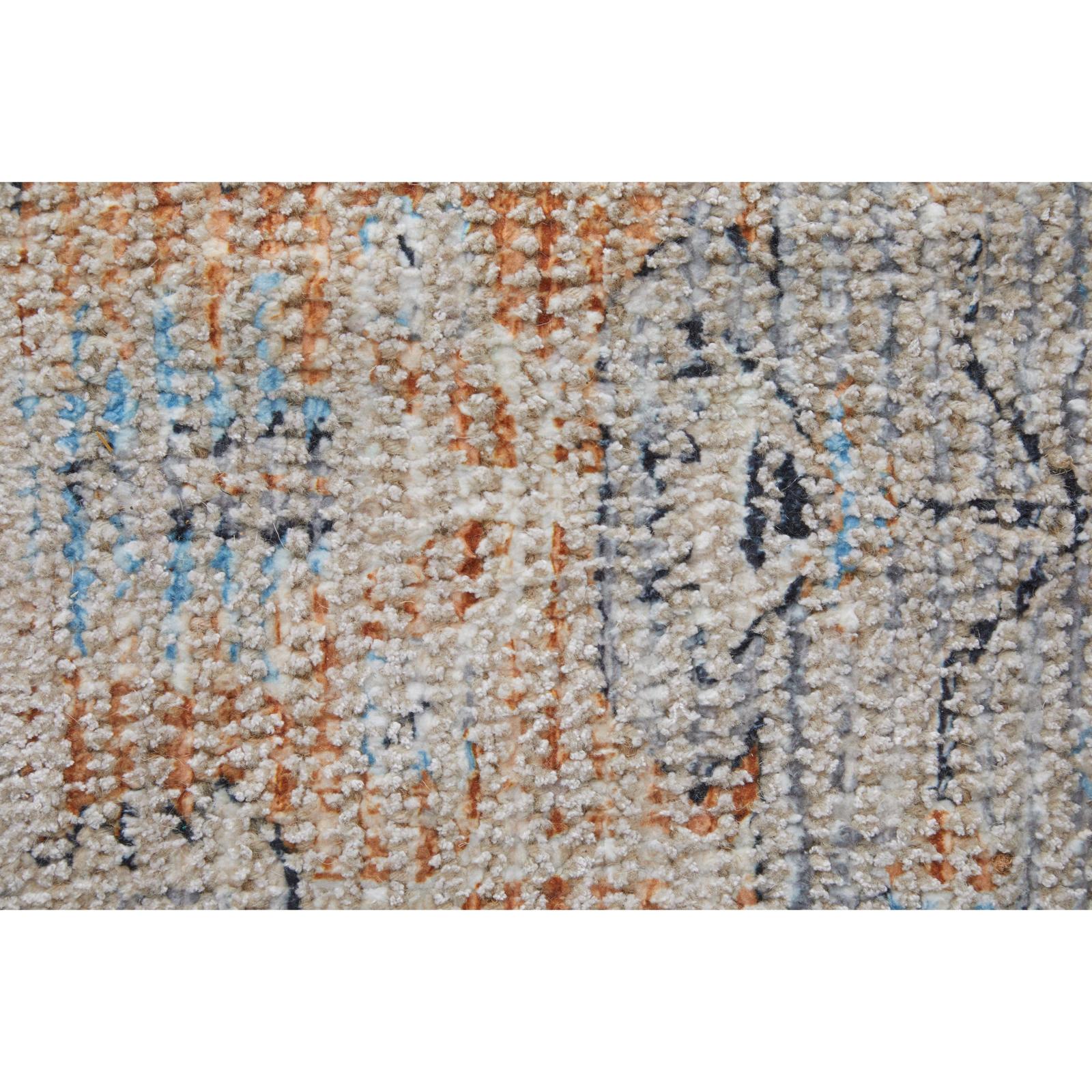 Feizy Caldwell 8980F Transitional Medallion Rug in Ivory/Blue/Orange