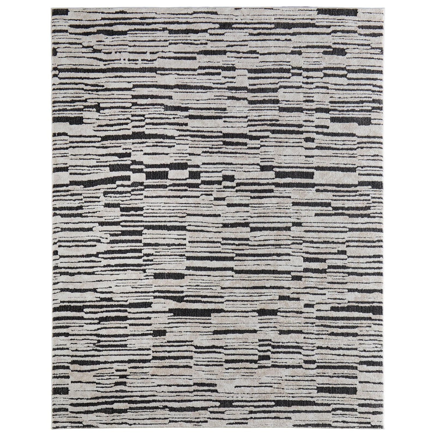 Feizy Gilmore 39UPF Modern Stripes, Ivory/Black, Rug