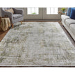Feizy Cadiz 39FXF Modern Abstract Rug in Green/Gray/Ivory
