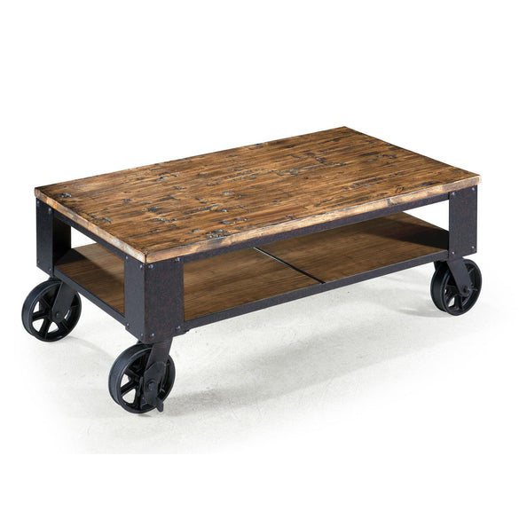 Magnussen Home Pinebrook Distressed Natural Pine Rectangular Cocktail Table