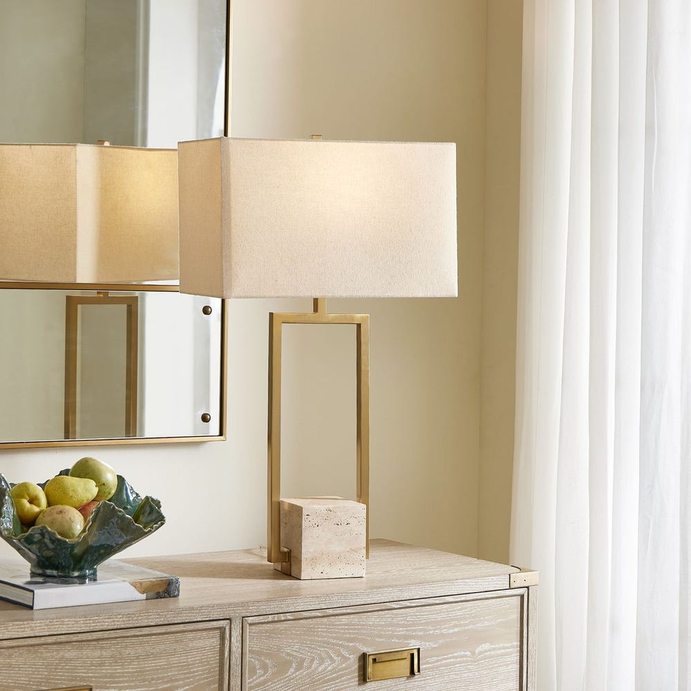 Uttermost Warrick Modern Travertine Table Lamp