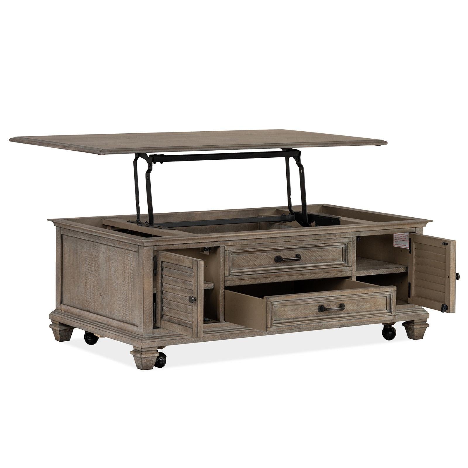 Magnussen Home Lancaster Dovetail Grey Lift Top Storage Cocktail Table With Casters
