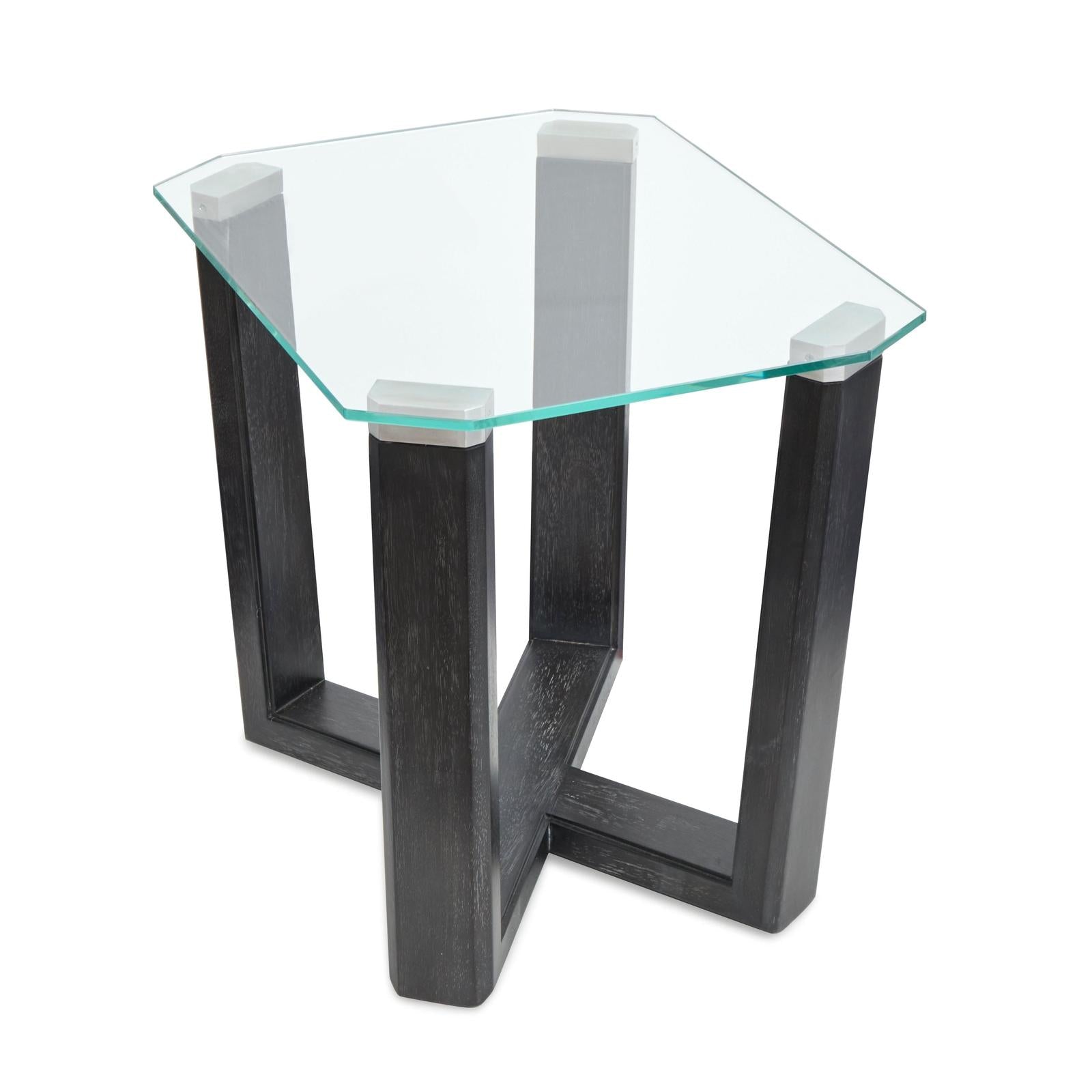 Magnussen Home Wexler Black Truffle And Clear Glass Rectangular End Table