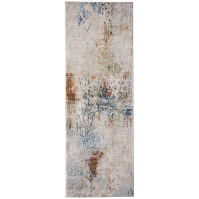 Feizy Sonora 39NUF Modern Abstract Rug in Ivory/Blue/Red