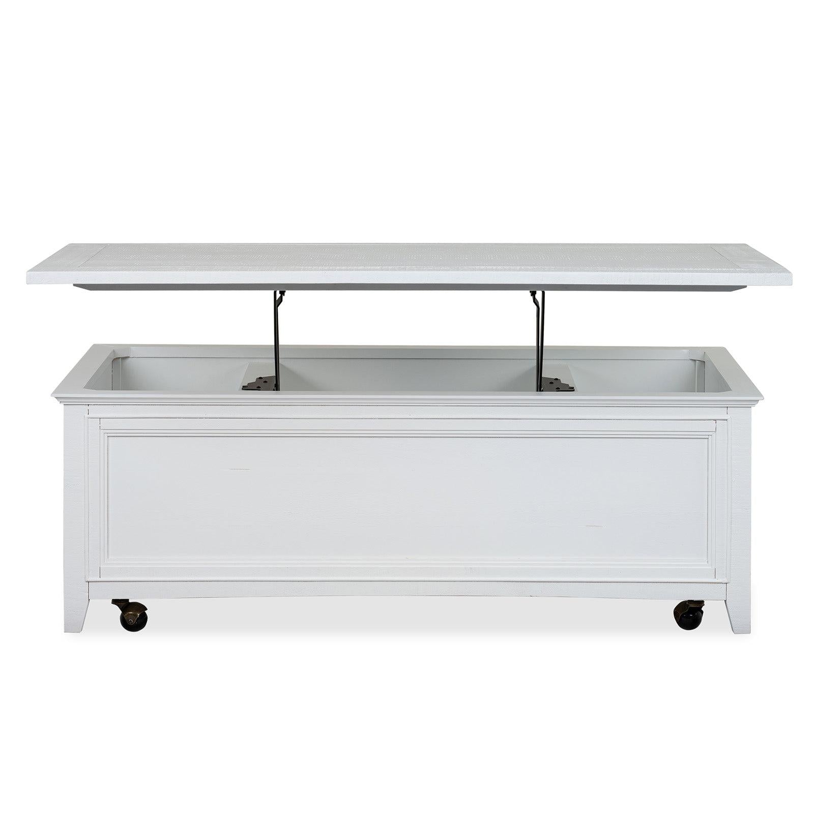 Magnussen Home Heron Cove Chalk White Lift Top Storage Cocktail Table With Casters