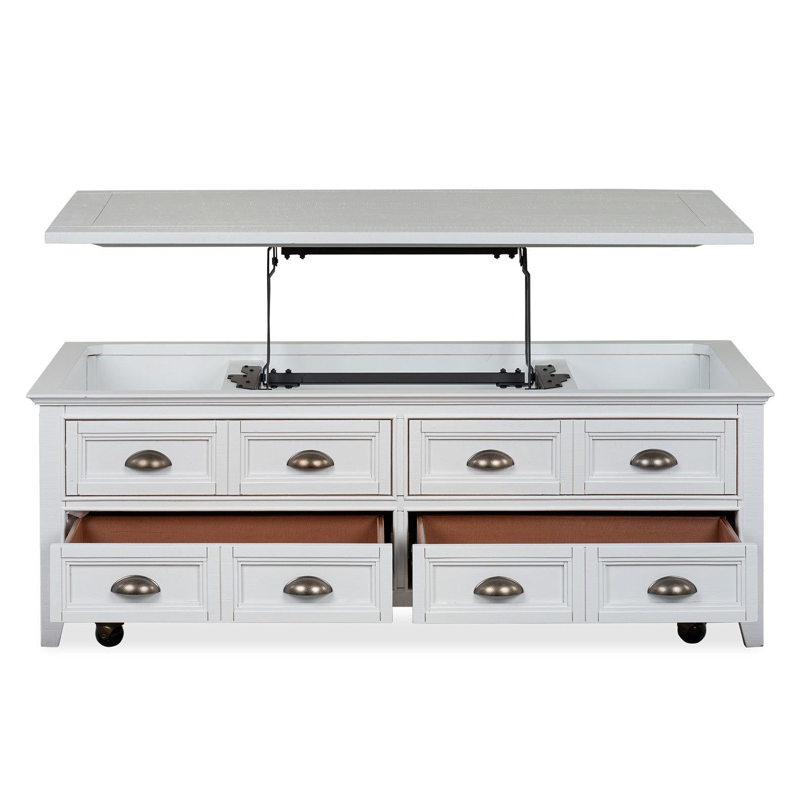Magnussen Home Heron Cove Chalk White Lift Top Storage Cocktail Table With Casters