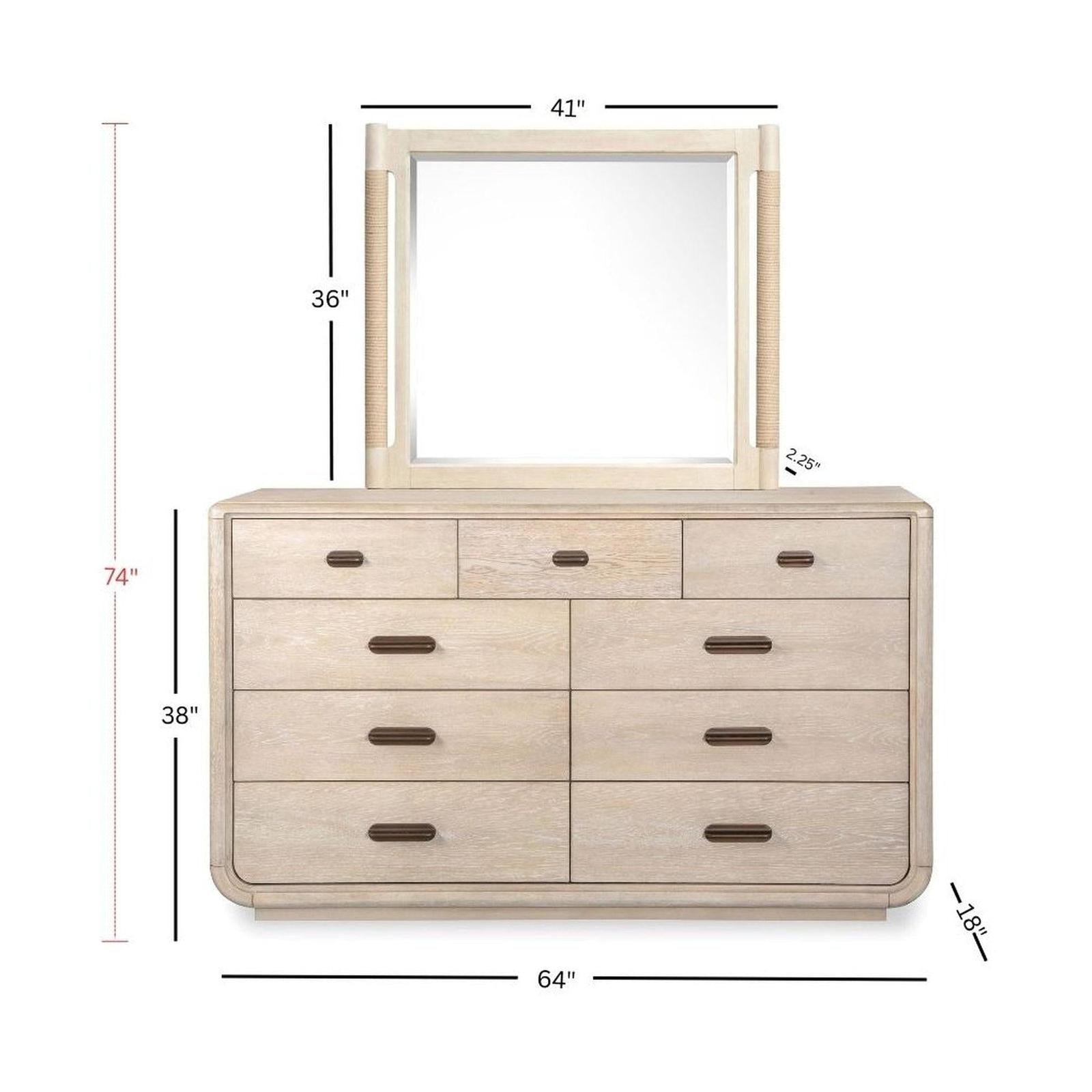 Salt Life Home Sunset Cove Sanibel Brown Drawer Dresser with Landscape Mirror II