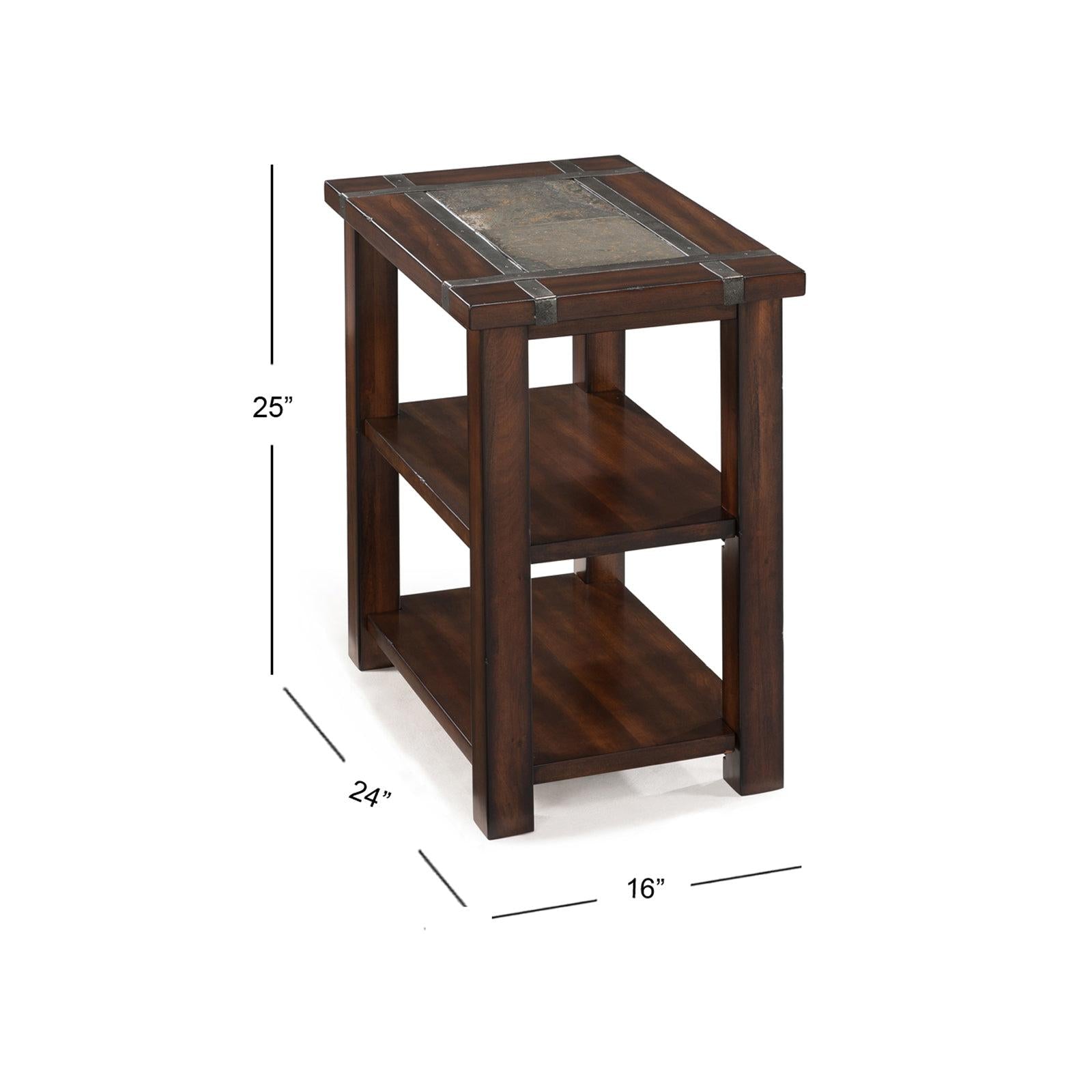 Magnussen Home Roanoke Cherry And Slate Rectangular Chairside End Table