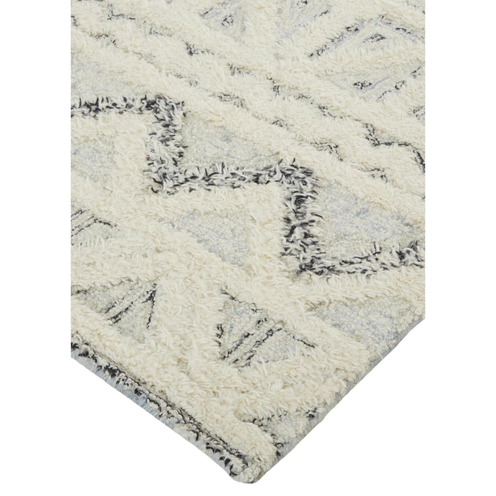 Feizy Anica 8007F Transitional Geometric Rug in Ivory/Black