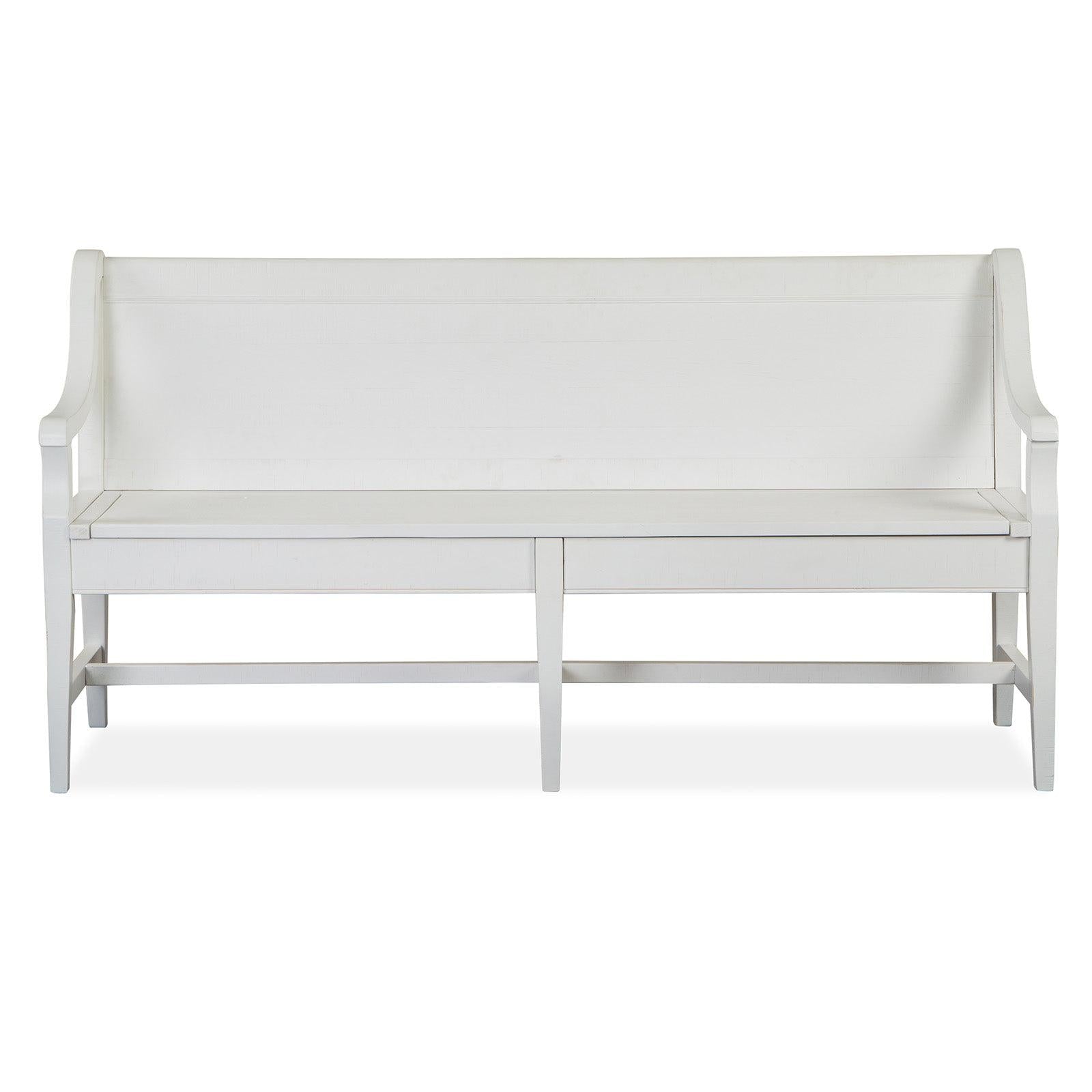Magnussen Home Heron Cove Chalk White And Dovetail Grey Bench With Back