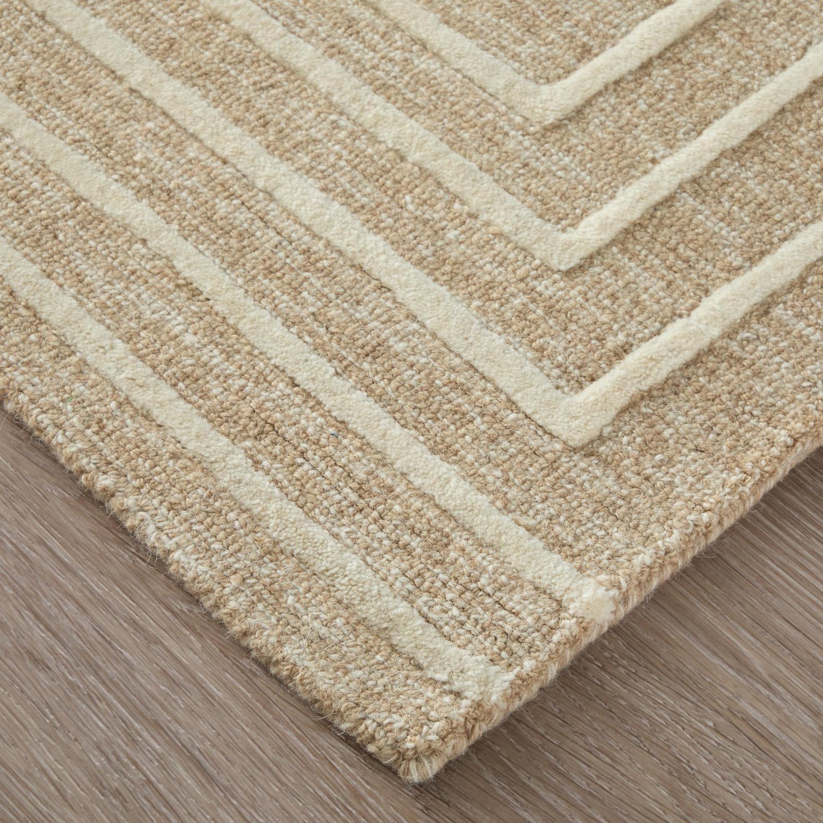 Feizy Fenner T8003 Transitional Geometric, Taupe/Ivory, Rug