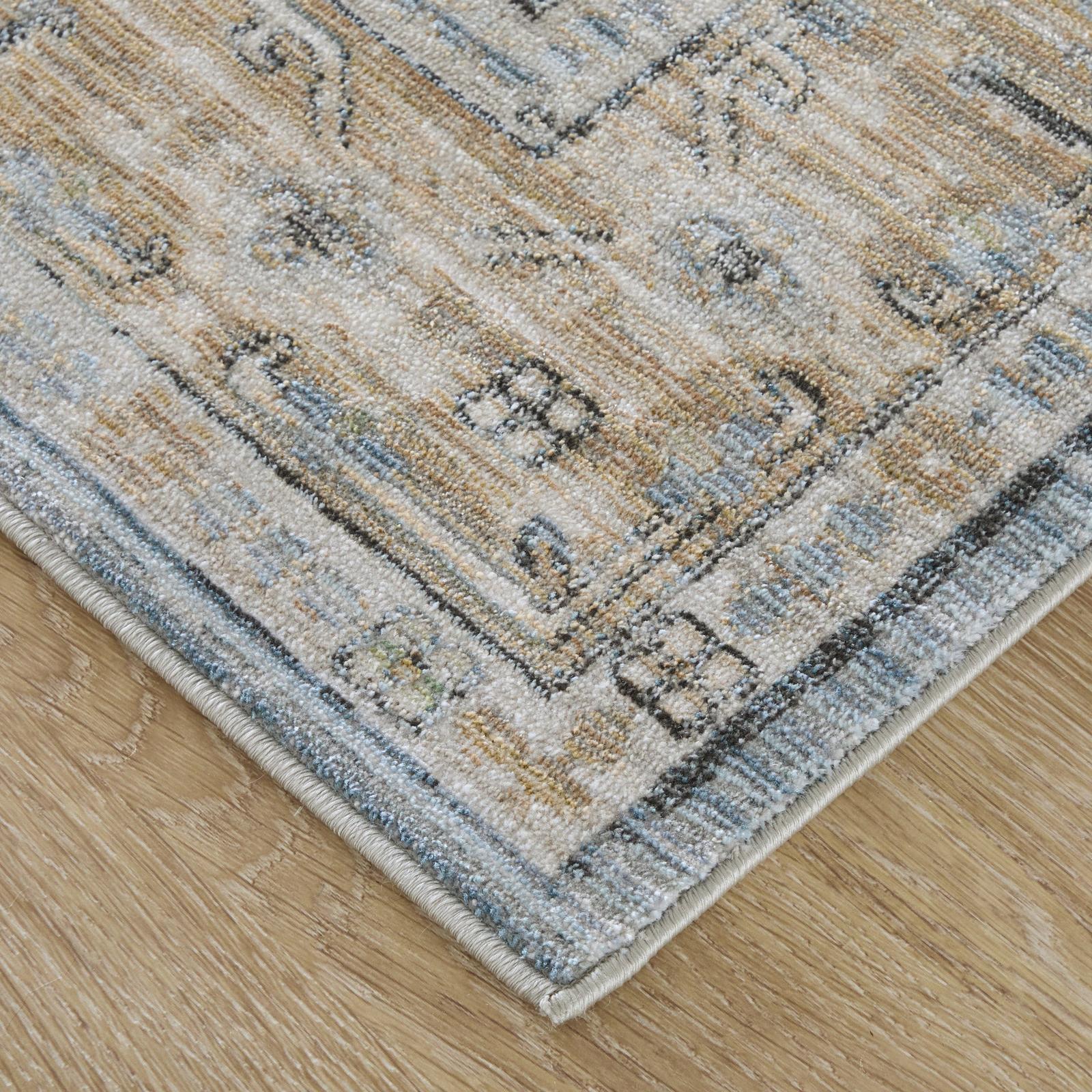 Feizy Augustine 39TZF Traditional Bordered, Blue/Ivory/Tan, Rug