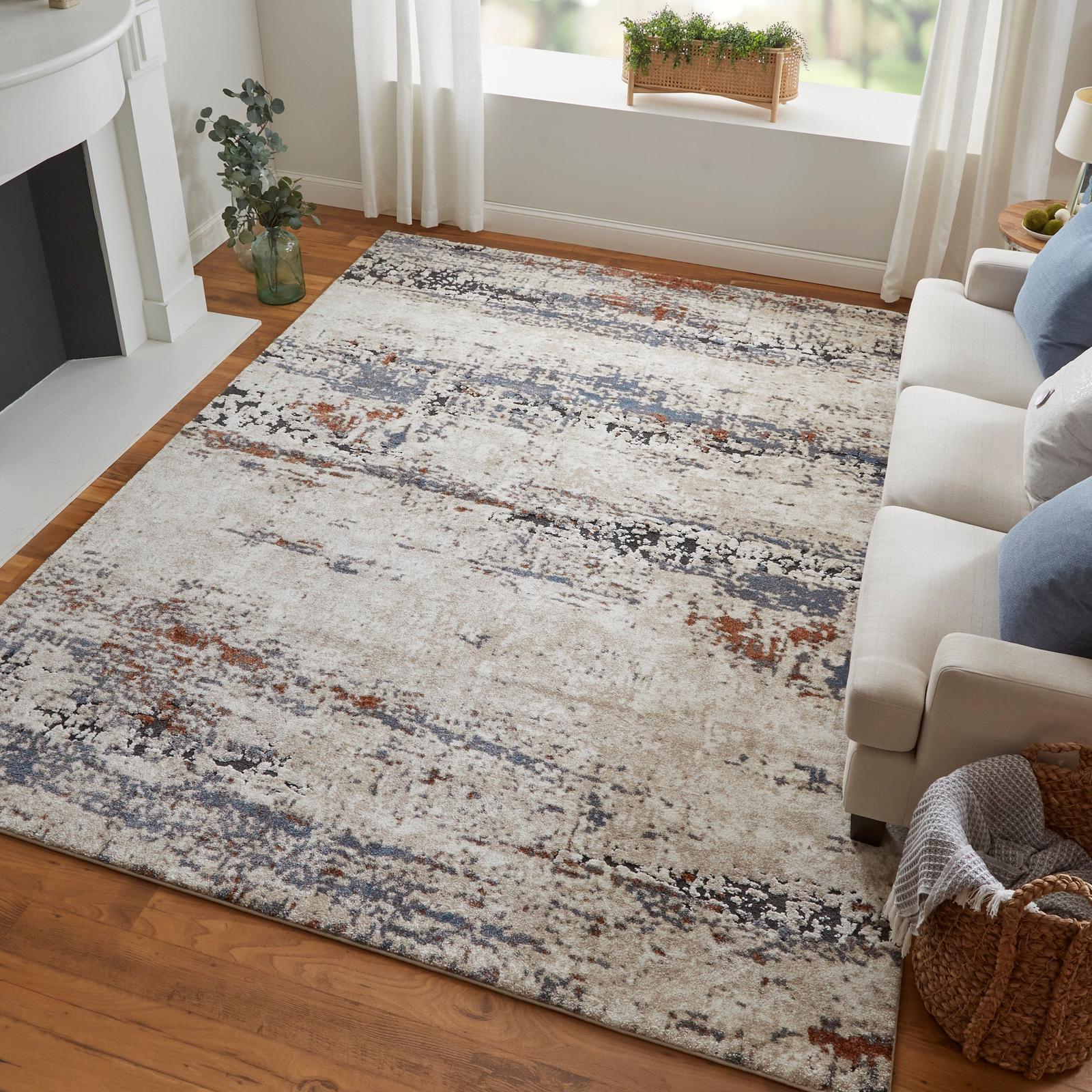Feizy Gilmore 39MLF Modern Abstract, Ivory/Blue/Gray, Rug