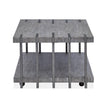 Magnussen Home Eldridge Weathered Gravel And Satin Bronze Rectangular Cocktail Table With Casters