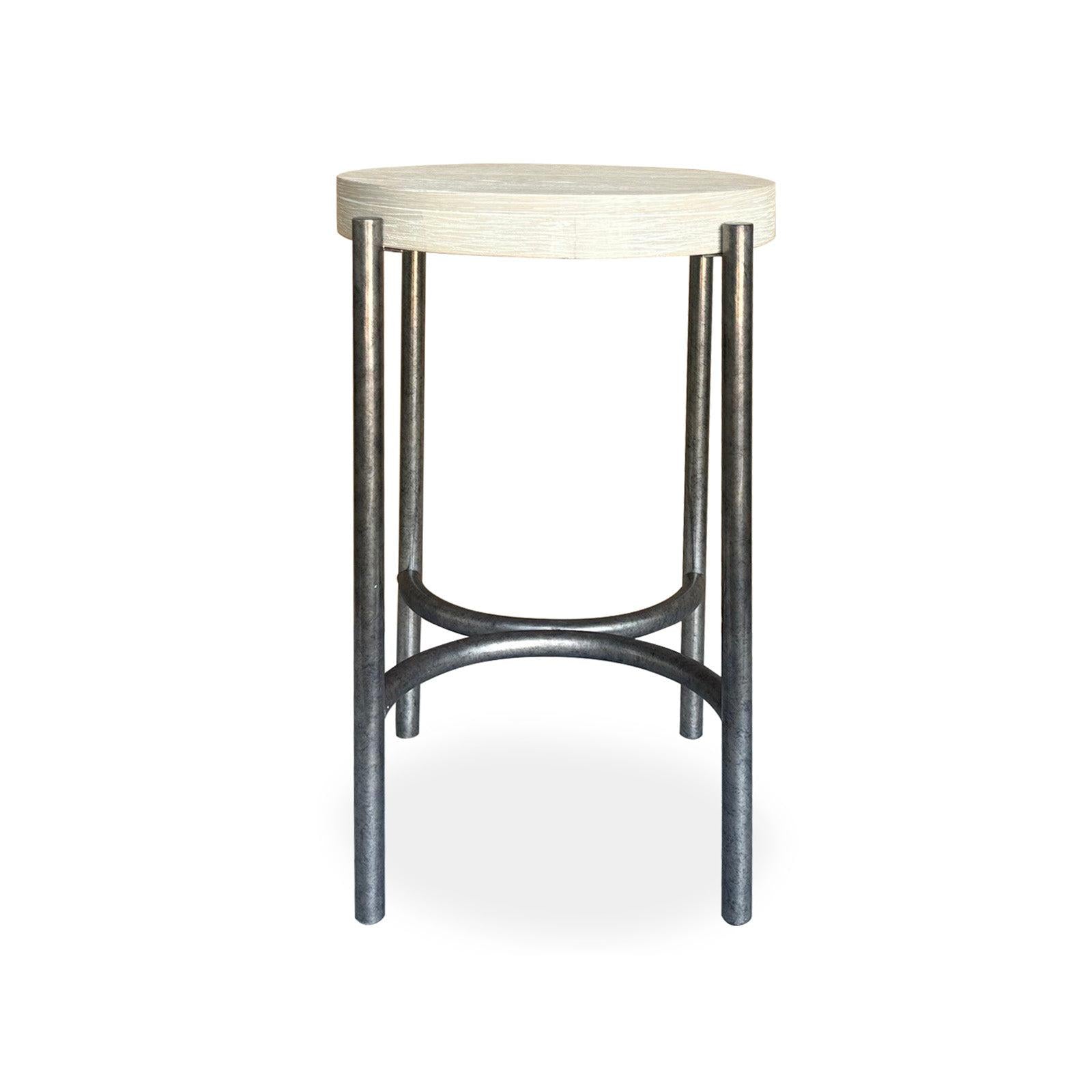 Magnussen Home Jennings Edgecomb Grey And Weathered Antique Nickel Round Accent Table