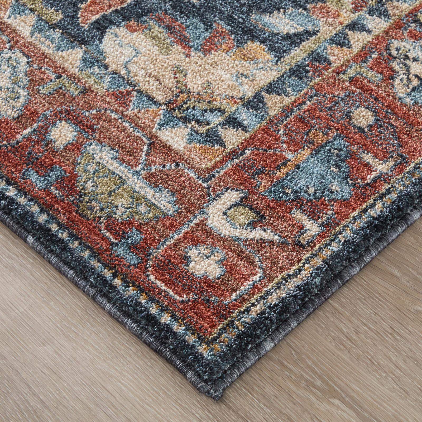 Feizy Pearson 39SGF Traditional Medallion, Blue/Red/Ivory, Rug