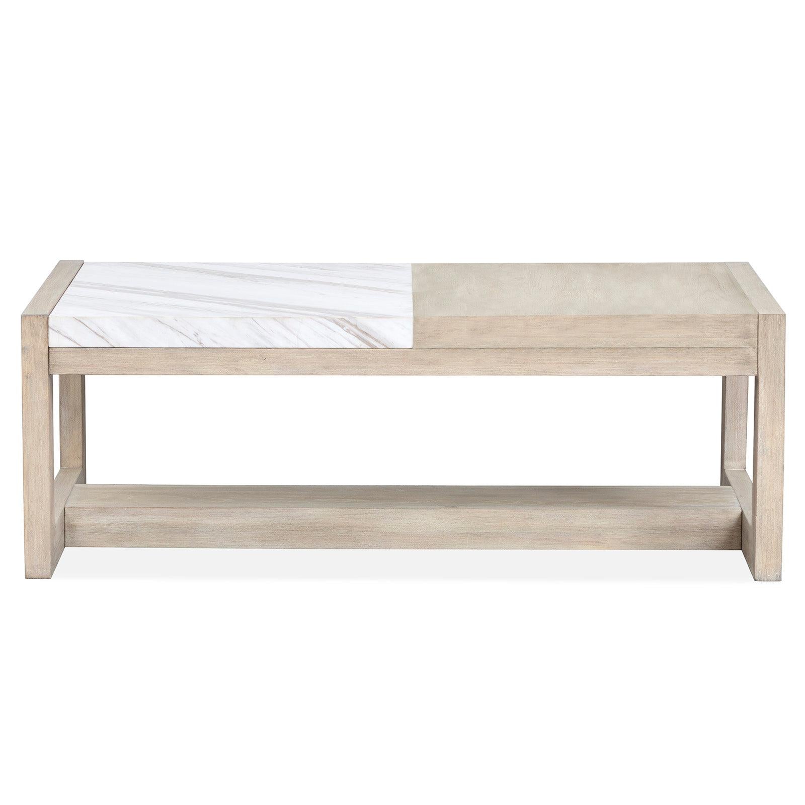 Magnussen Home Preston Gallery Buff And Antique Silver Rectangular Cocktail Table