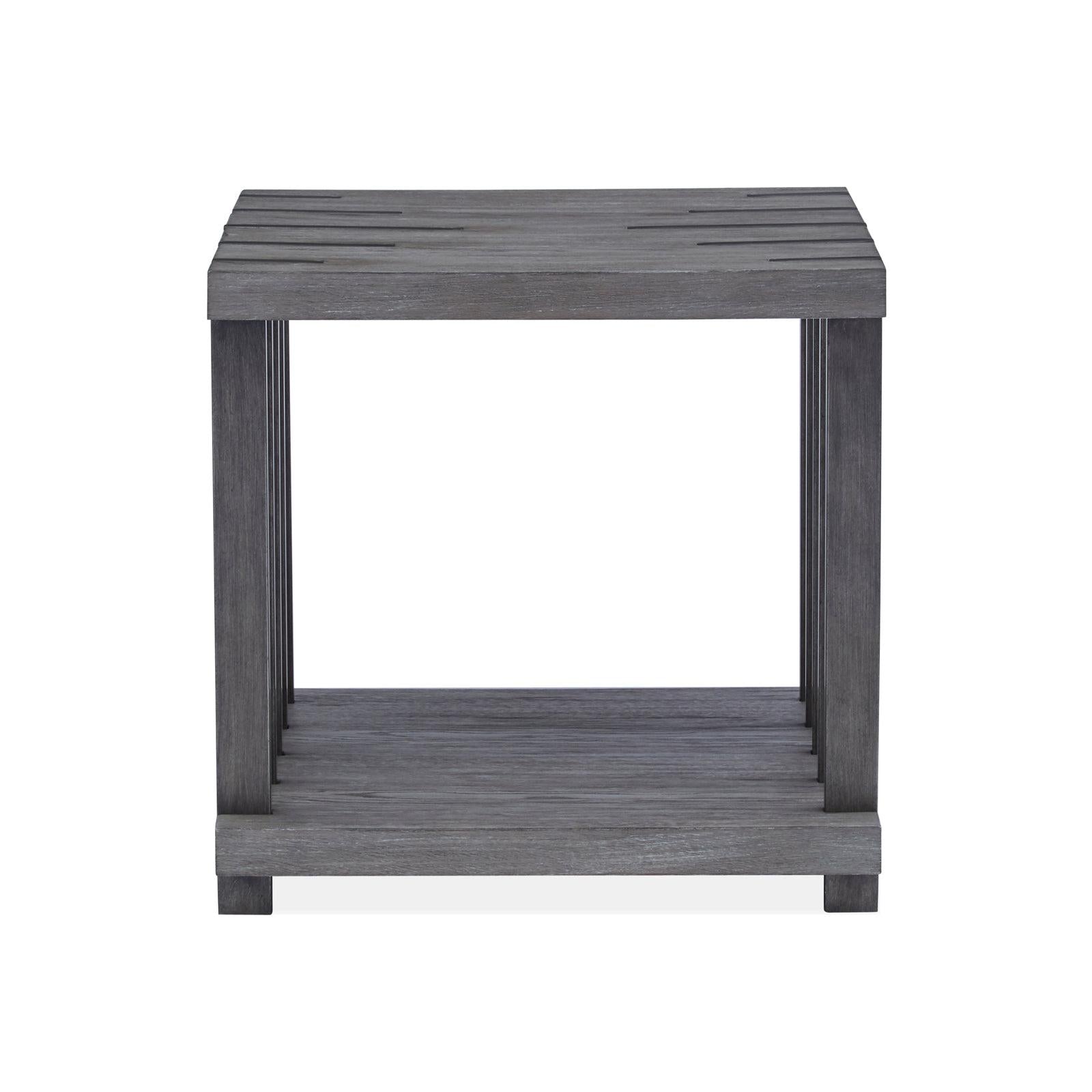 Magnussen Home Eldridge Weathered Gravel And Satin Bronze Rectangular End Table