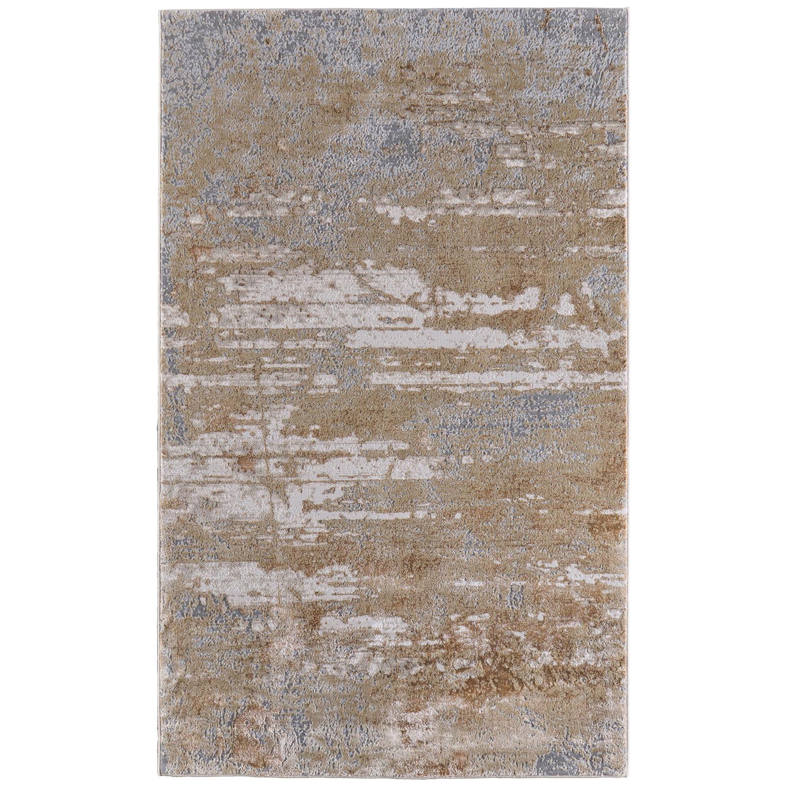 Feizy Aura 3567F Modern Abstract Rug in Ivory/Gold/Gray