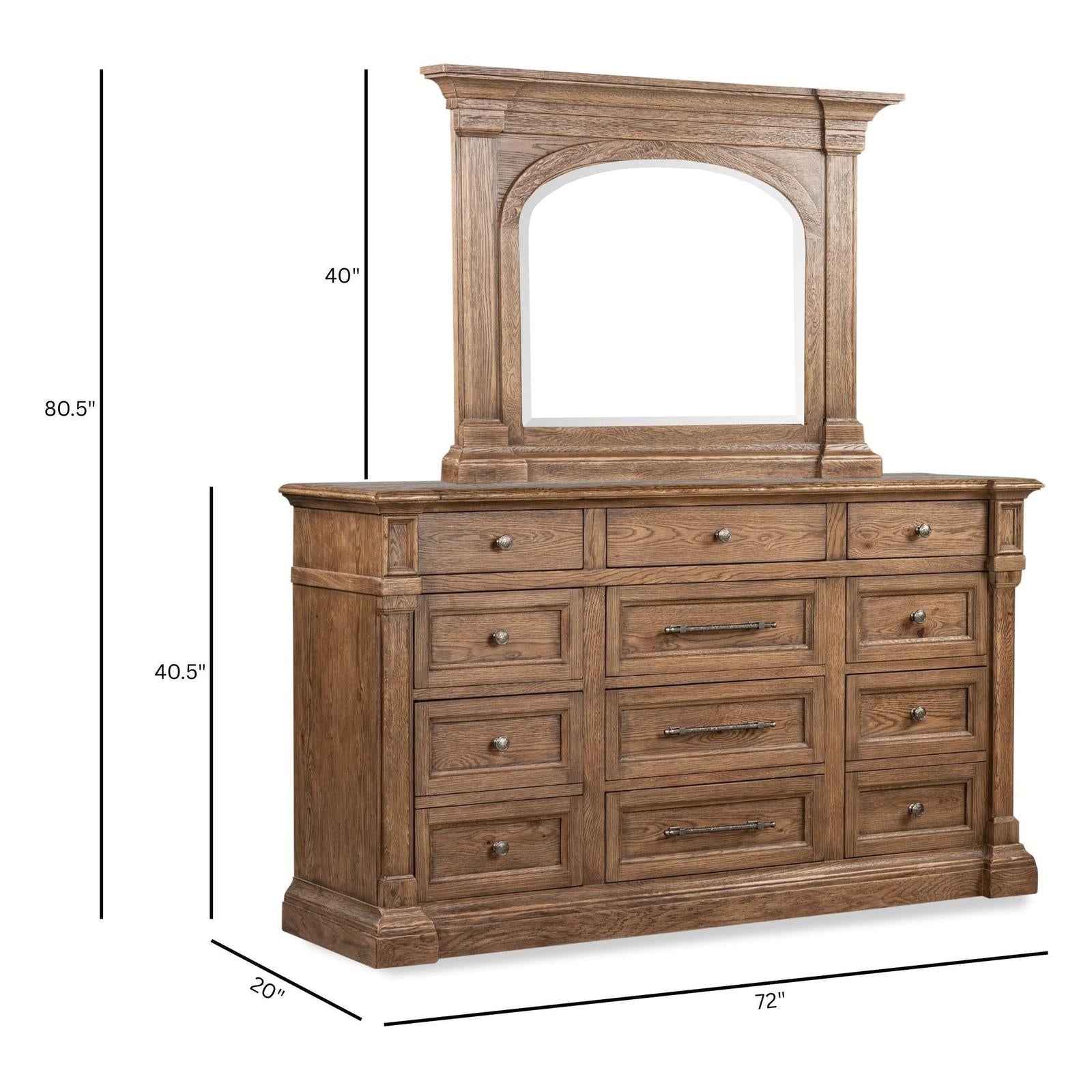 Pulaski Furniture Gallant Grove Brown Drawer Dresser With Shaped Mirror