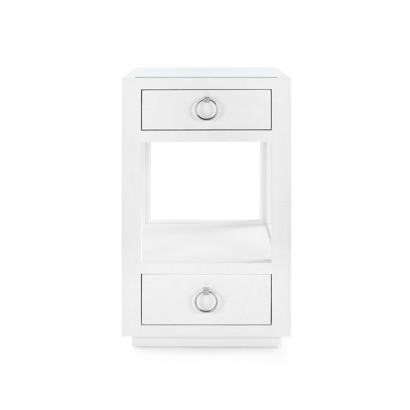 Villa & House Camilla  2-Drawer Side Table with Glass Top