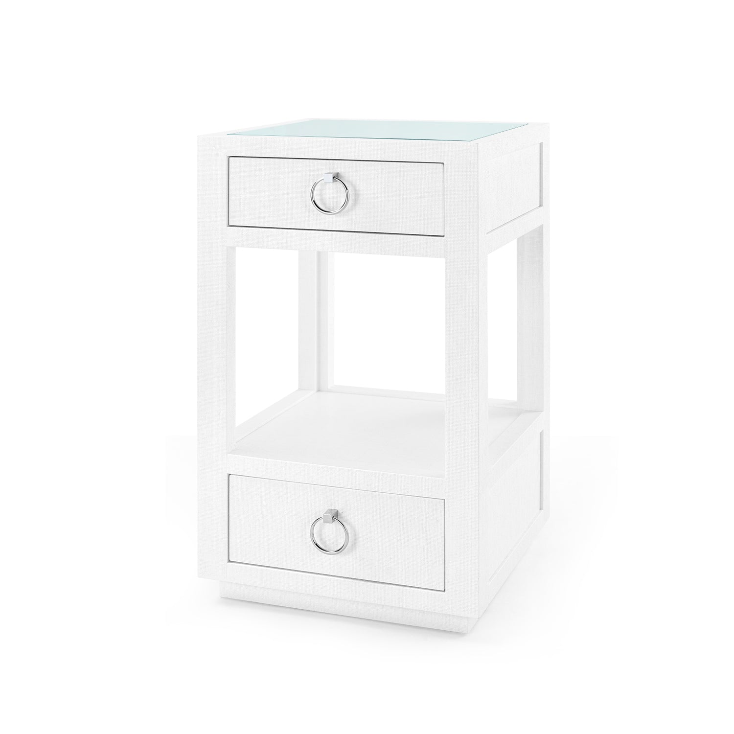 Villa & House Camilla  2-Drawer Side Table with Glass Top