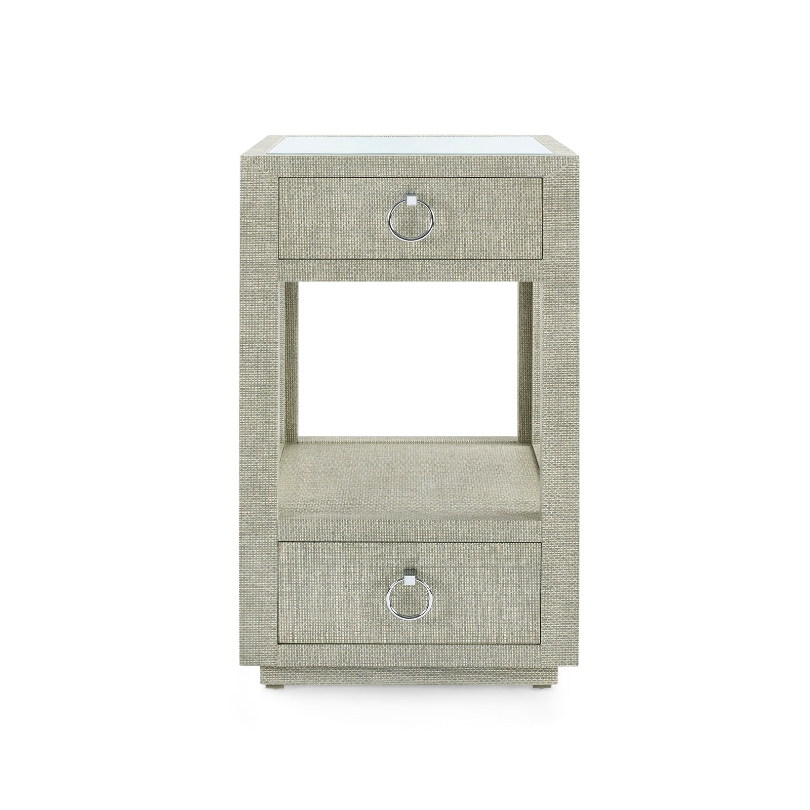 Villa & House Camilla  2-Drawer Side Table with Glass Top