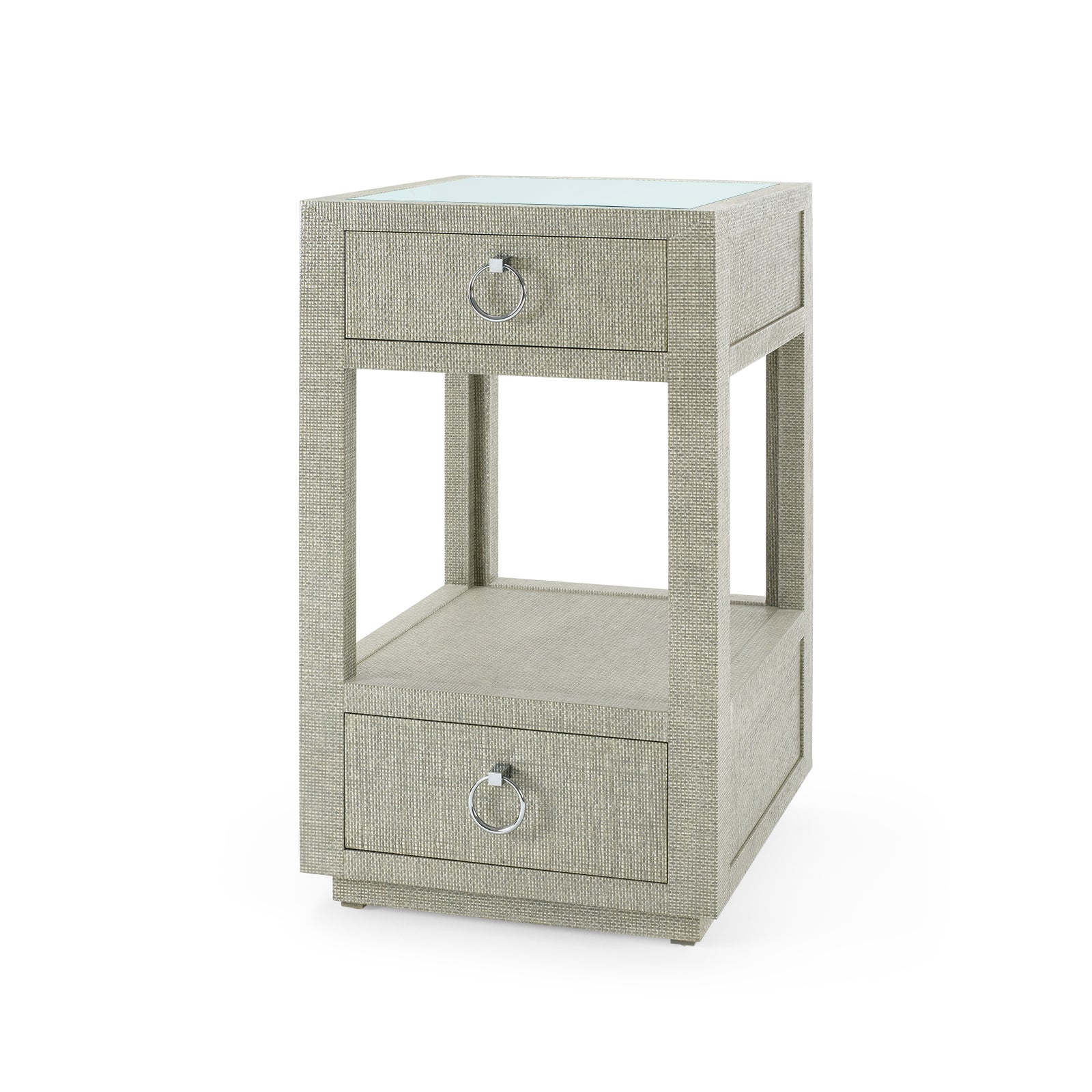 Villa & House Camilla  2-Drawer Side Table with Glass Top
