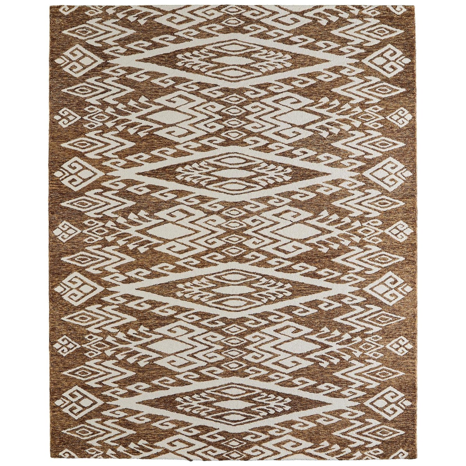 Feizy Wallace 8A43F Transitional Medallion Rug in Brown/White