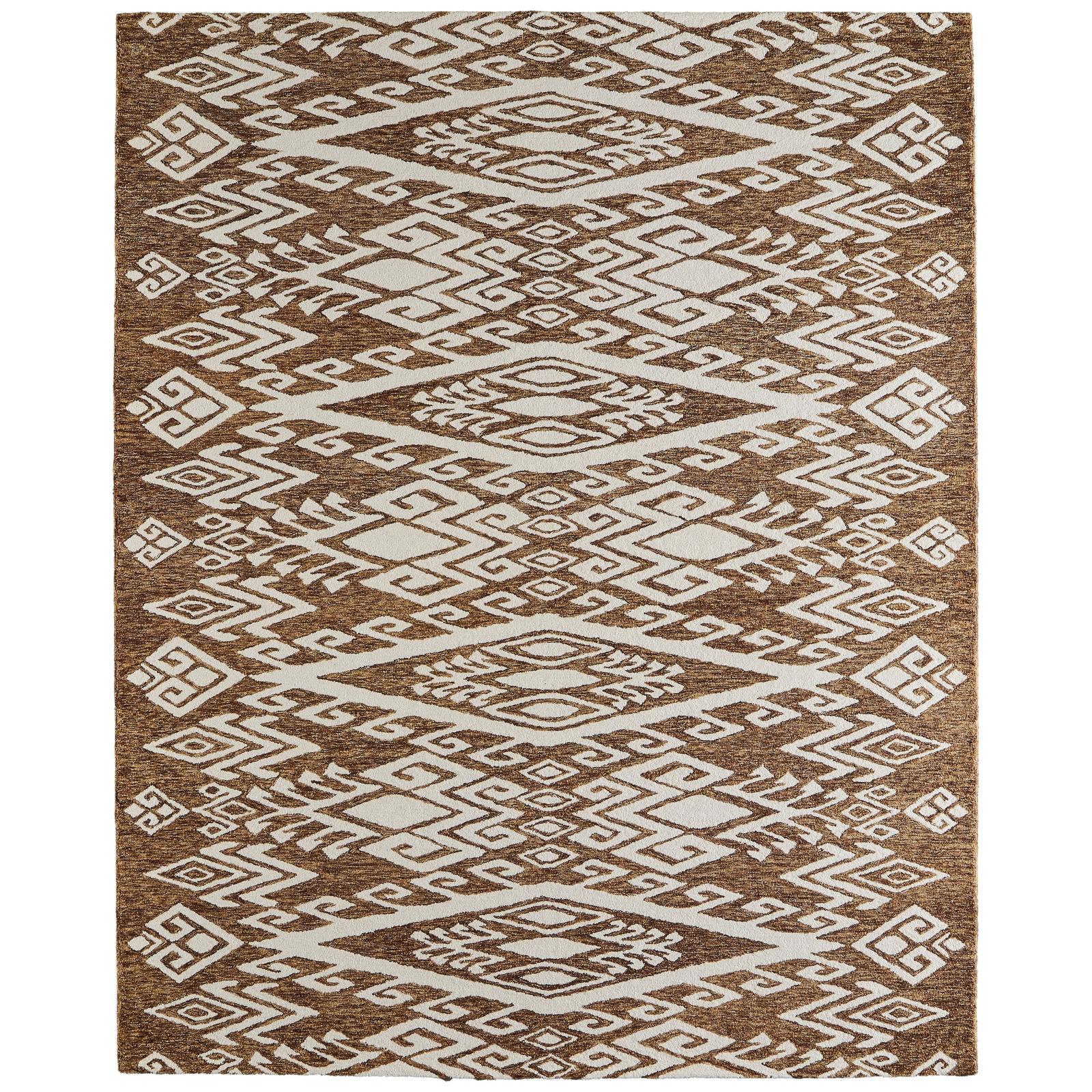 Feizy Wallace 8A43F Transitional Medallion Rug in Brown/White