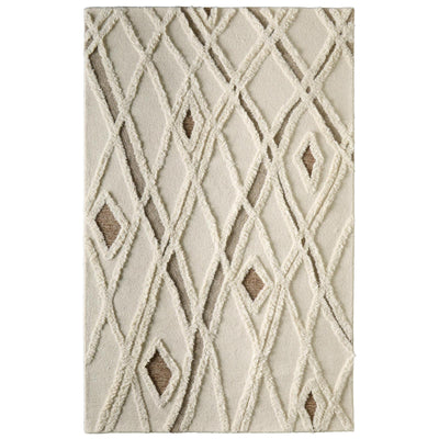 Feizy Anica 8008F Transitional Geometric Rug in Ivory/Taupe/Brown
