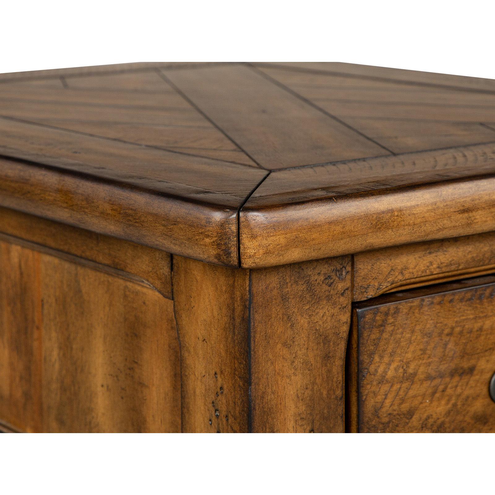 Magnussen Home Chesterfield Farmhouse Timber Rectangular End Table