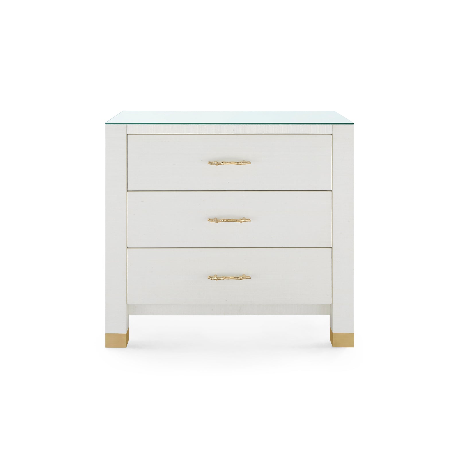 Villa & House Camden 3-Drawer Side Table with Glass Top