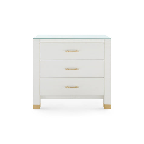 Villa & House Camden 3-Drawer Side Table with Glass Top